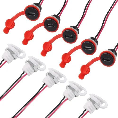 Vista 35 de 8 piezas de placa desnuda tipo C Chasis hembra impermeable 2P cable de soldadura tipo USB C Cable de extensión Cable de alimentación USB-C enchufe a