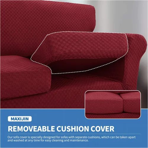 Vista 5 de MAXIJIN funda para sofá de 4 piezas, para sofás de 3 plazas, muy elástica, no se desliza, para perros, para mascotas, protector elástico de muebles