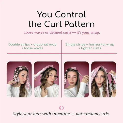 Vista 5 de Octocurl Diadema sin calor, rizadores de pelo para dormir, rizadores sin calor para cabello largo (algodón, rosa)