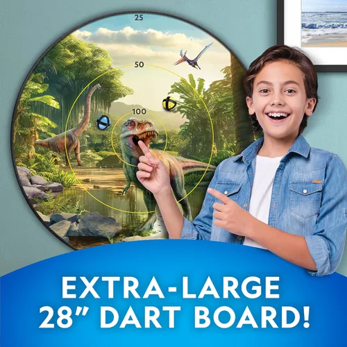 Vista 4 de Tablero de dardos para niños National Geographic Kids con brillo en la oscuridad - Juego de dardos con pelotas brillantes, tablero de dardos
