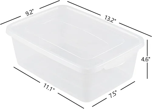 Vista 4 de Caja transparente de 6.5 cuartos de galón, contenedores de almacenamiento de plástico con tapas, juego de 4