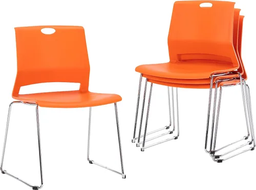 Vista 8 de Sidanli Sillas apilables para negocios, sillas de comedor modernas para el hogar, color verde (juego de 4)