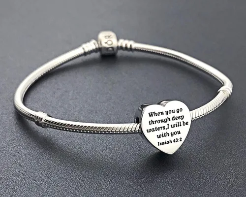 Vista 5 de MUERDOU Dije de corazón, pulsera cristiana con versículo bíblico para oración, fe, religiosa, regalos para mujeres