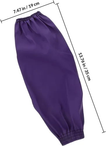 Vista 2 de Waterproof Pu Leather Arm Sleeves Protective Oversleeves Oilproof Splashproof Long Forearm Guards for Kitchen Work and Household Tasks, 1 Pair Purple