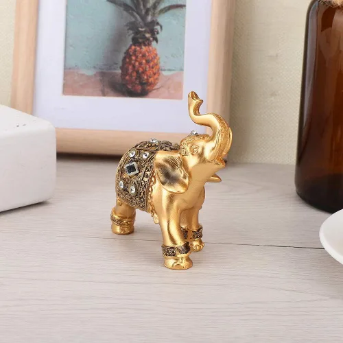 Vista 3 de Haofy Figura coleccionable de escultura de elefante, figura de adorno de Feng Shui, figura de adorno de la suerte para el hogar, oficina, automóvil