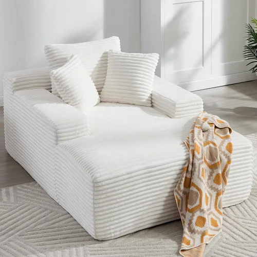 Vista 11 de Sillón reclinable extragrande de 67", sofá nube de pana moderno con 3 almohadas, sofá de asiento profundo sin estructura para sala de estar, silla