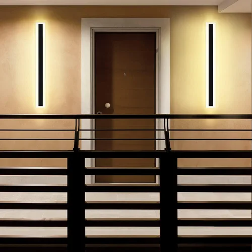 Vista 3 de Moderno aplique de pared para exteriores, acrílico blanco esmerilado, 23.6 pulgadas