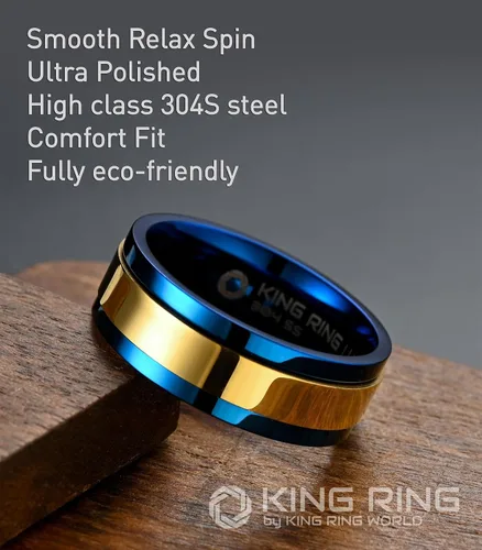 Vista 3 de King Ring Anillos giratorios ultra pulidos de 0.315 in Anillos de acero inoxidable planos brillantes de alta calidad para hombres y mujeres