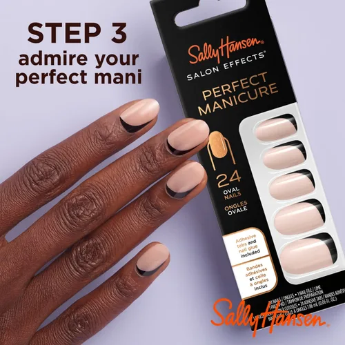 Vista 7 de Sally Hansen Salon Effects® Perfect Manicure, Buff & Tumble, uñas a presión, forma ovalada, pestañas adhesivas no dañinas, lima y almohadilla
