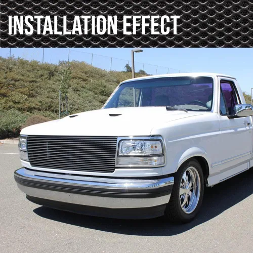 Vista 9 de PIT66 Puertas de marco de faros delanteros, compatible con Ford F150 F250 1992-1996 plateado cromado