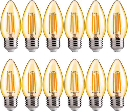 Vista 20 de FLSNT Bombillas LED de Araña Equivalentes a 40W, Bombillas LED Ámbar Regulables B11 E26 Base de Candelabro, 2200K Blanco Cálido, 330LM, Paquete de 6