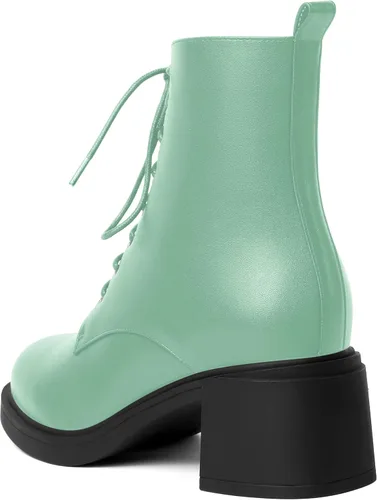 Vista 56 de ROSERWISH Botas altas de tacón bajo y grueso para mujer, con cordones, cómodas, modernas, con puntera redonda, de 2.5 pulgadas
