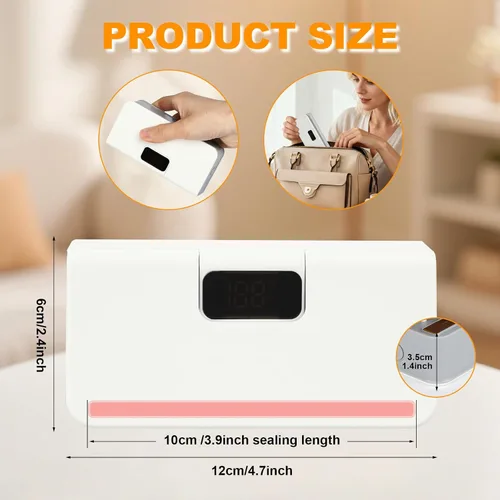Vista 2 de Mini sellador de bolsas, sellador de bolsas ajustable de 6