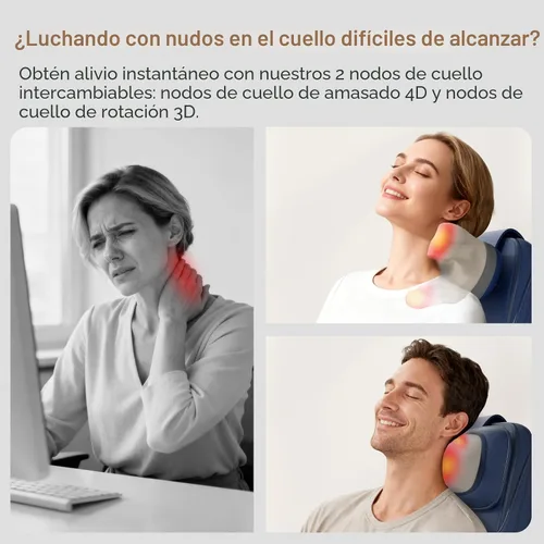 Vista 3 de Rainwolf Almohada Masajeadora Shiatsu para Cuello y Espalda con Calor - Masajeador de Tejido Profundo 4D con Amasamiento Completo para la Espalda