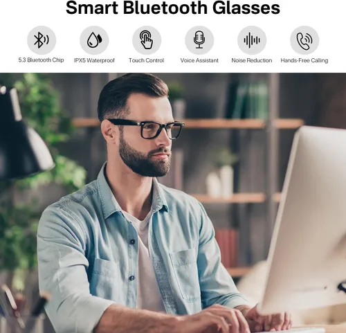 Vista 8 de Gafas inteligentes con audio Bluetooth de oreja abierta y filtrado Negro