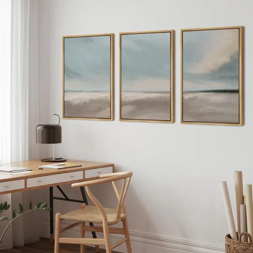 Vista 215 de wall26 Lienzo enmarcado para pared, juego de arte de acuarela pastel, paisaje rural, ilustraciones con formas abstractas, arte moderno, decorativo
