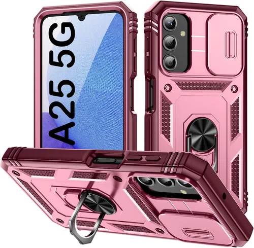 Vista 97 de PASNEW Funda militar para iPhone 13 Pro Max, cubierta de cámara deslizante y soporte de anillo de metal de 360°, carcasa rígida multicapa resistente