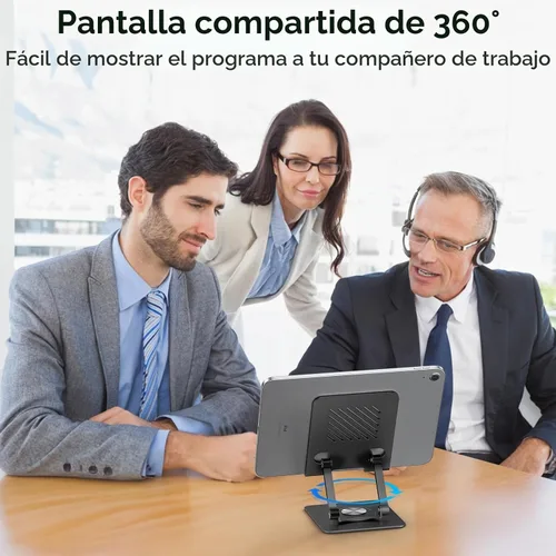 Vista 2 de JUANWE Soporte giratorio para iPad para escritorio, soporte de tableta de Negro