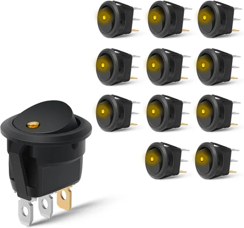 Vista 14 de Nilight Interruptor de palanca basculante de 12 piezas, 3 pines 12V 20A con cable, luz LED redonda, interruptores de encendido y apagado SPST