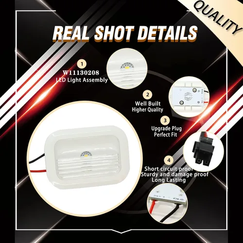 Vista 3 de 1 luz LED para refrigerador W11130208 mejorada x 1 montaje de repuesto W10637153 WPW10637153 W10758333 W10876279 para nevera y congelador compatible