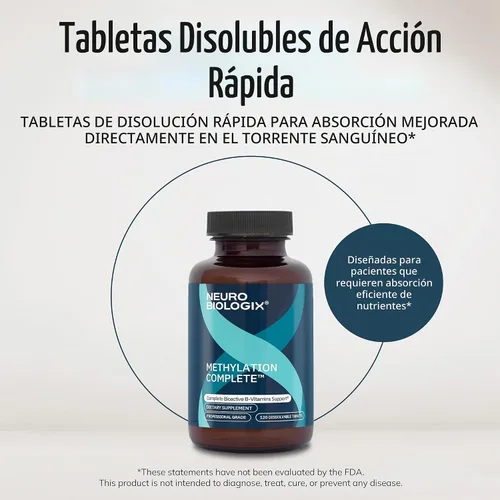Vista 5 de Neurobiologix Complejo B metilado completo de metilación, 120 masticables