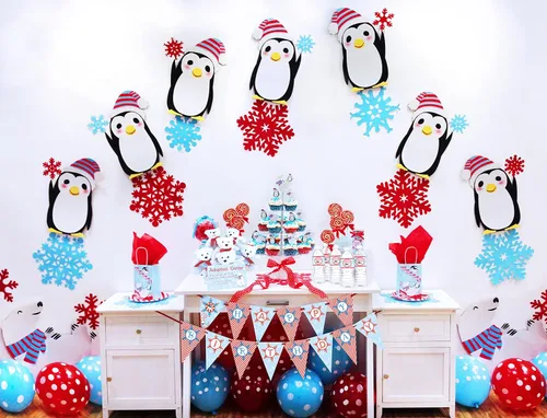 Vista 7 de Invitaciones grandes para fiesta de pingüinos - 10 invitaciones 10 sobres - Rosa