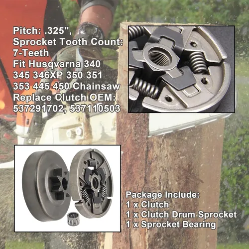 Vista 4 de Kit de rodamientos de piñón de tambor de embrague de paso de 3/8 "de 7 dientes para motosierra Stihl 029 MS290 MS310 039 MS390