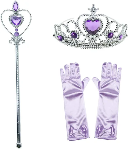 Vista 2 de Disfraz de princesa de sirena para niñas fiesta de disfraces con guantes corona de maza