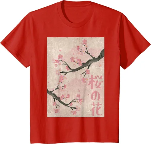 Vista 93 de Cherry Blossom Japanese Vintage Woodblock Japan Pink Sakura T-Shirt Asphalt Grey