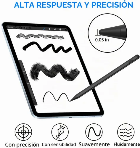 Vista 4 de NTHJOYS - Bolígrafos para pantallas táctiles, lápiz óptico activo para iOS/Android con diseño magnético de punta fina compatible con Apple Negro