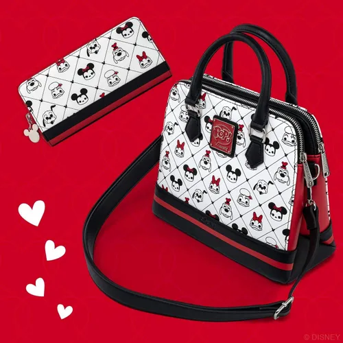 Vista 5 de Loungefly Disney Sensational 6 AOP Cartera de piel vegana con cremallera color blanco mediano