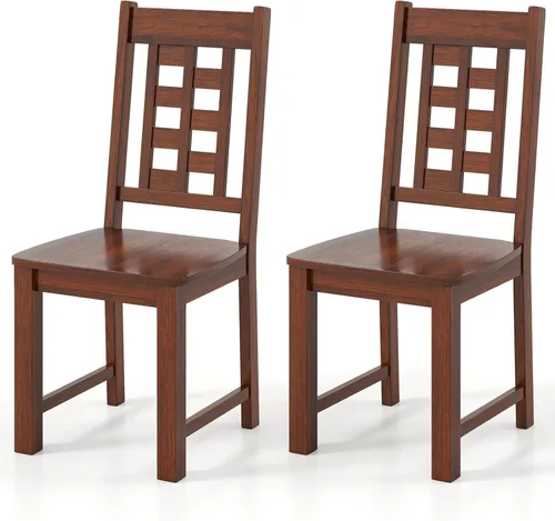 Vista 11 de NAFORT Juego de 2 sillas de comedor de madera, sillas Windsor modernas con respaldo de eje alto, asiento contorneado grande, carga máxima de 330