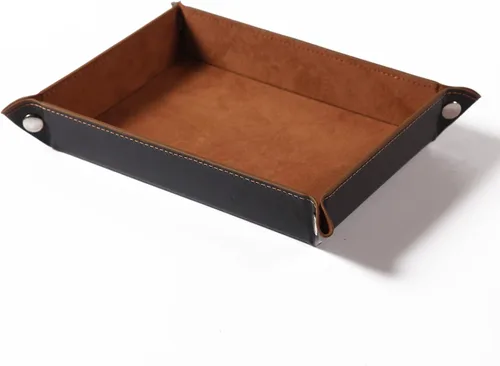 Vista 4 de Bandeja de cuero para hombres y mujeres, bandeja de almacenamiento de escritorio para hombres y mujeres, bandeja de joyería para tocador