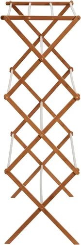 Vista 4 de Household Essentials Estante de secado de ropa plegable de bambú Acabado blanco, 11 tacos y estante de secado plano Ecológico estante plegable