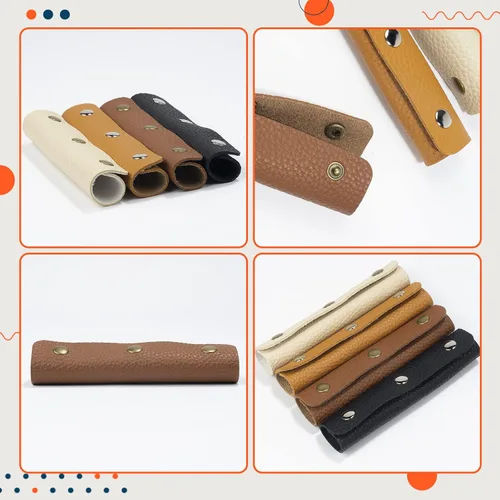 Vista 6 de IUAQDP 2 piezas de funda de cuero para asa de bolso, bolsa de equipaje, protector de agarre con cierre de latón, correa de bolso suave