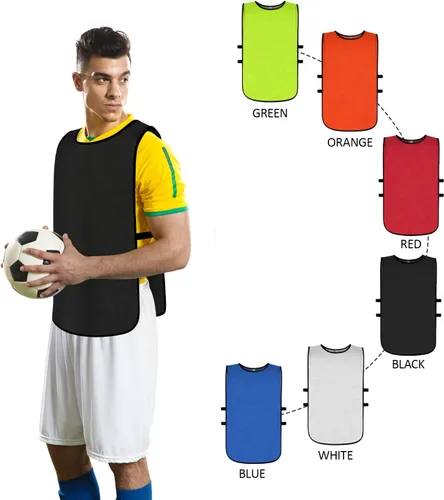 Vista 6 de Chalecos de práctica de equipo de malla para niños, jóvenes, adolescentes y adultos para deportes (12 jerseys)