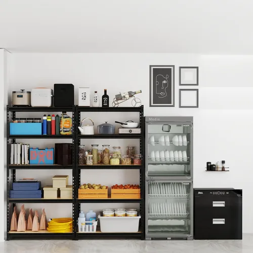 Vista 9 de Estantes de almacenamiento, estantes de garaje, estantes de metal resistentes de 5 niveles para almacenamiento, estante ajustable para cocina