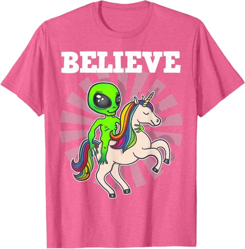Vista 43 de Believe Space Alien Riding Unicorn - Camiseta de regalo divertida, Negro, S