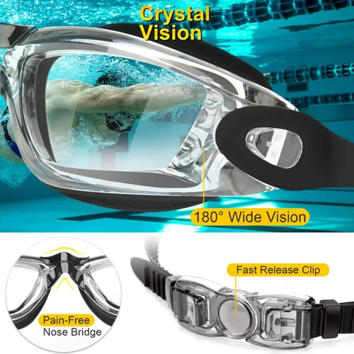 Vista 4 de Gafas de natación, paquete de 2 gafas de natación para adultos, hombres, mujeres, jóvenes, niños