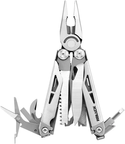 Vista 20 de Tijeras y alicates multiherramienta 21 en 1 con cortadores de tungsteno, autobloqueo Kit EDC duradero y resistente para camping, reparación, Negro