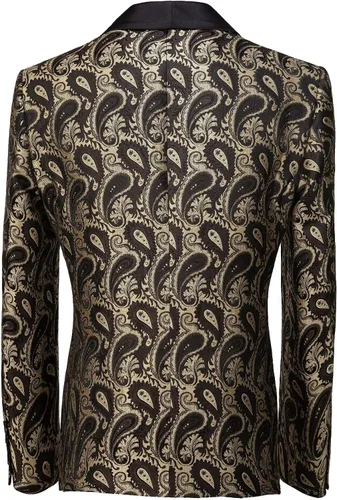 Vista 2 de Chaqueta de esmoquin floral para hombre, diseño de cachemira, ajustado, con solapa, para cena, graduación, fiesta, boda