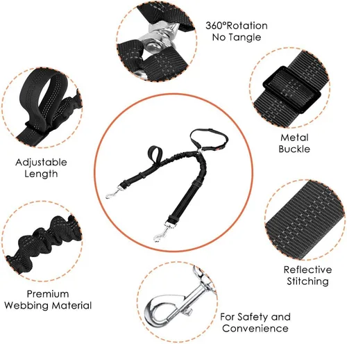 Vista 5 de AUTOWT Cinturón de seguridad doble para perro, nuevo cinturón de seguridad doble para reposacabezas de automóvil, sin enredos, correa para perro