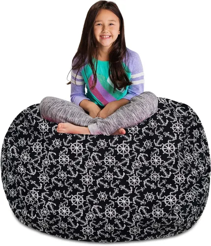 Vista 51 de Posh Creations Funda de puf para niños con almacenamiento para animales de peluche - Organizador de juguetes para niños, Mediano 68.58 cm - Lona