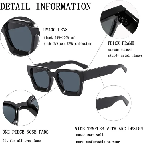 Vista 6 de MIDEJACY Square Sunglasses for Men Women Thick Frame Fashion, Chunky Rectangle Sunglasses Womens Trendy UV400