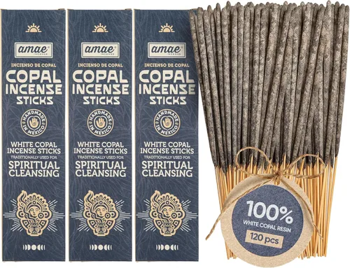 Vista 10 de Varillas de Incienso de Copal Mexicano, Resina Sagrada Tradicional, 20 Varillas, Incienso de Copal Blanco.