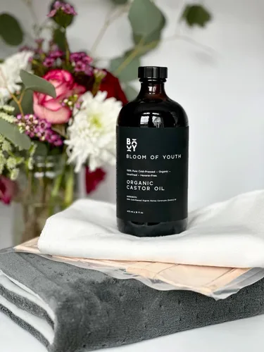Vista 6 de Aceite de ricino orgánico prensado en frío 100% puro, botella de vidrio