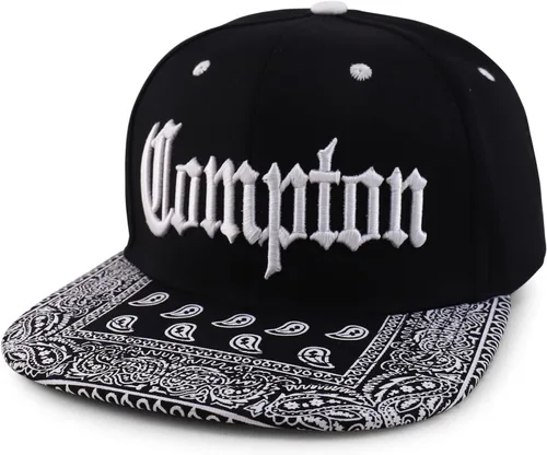 Vista 7 de Trendy Apparel Shop Gorra de béisbol extragrande XXL Old English Compton bordada Flatbill Snapback Negro