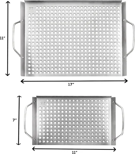 Vista 6 de Outset 76630 Rejilla superior de acero inoxidable para parrilla, juego de 2, 11"x7" y 11"x17