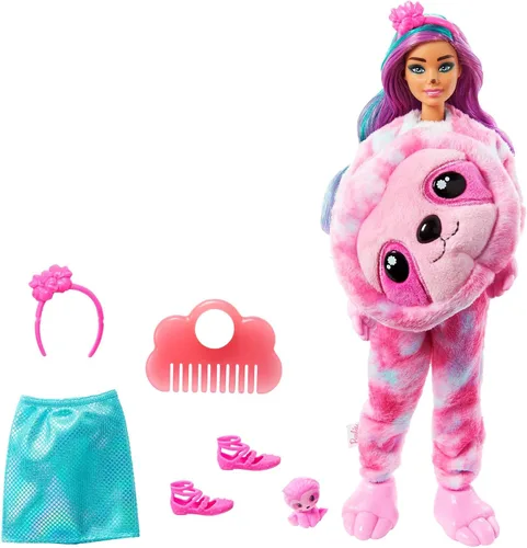 Vista 8 de Barbie Muñeco Cutie Reveal, disfraz de felpa de llama de la serie de fantasía, 10 sorpresas, incluyendo mini mascota y cambio