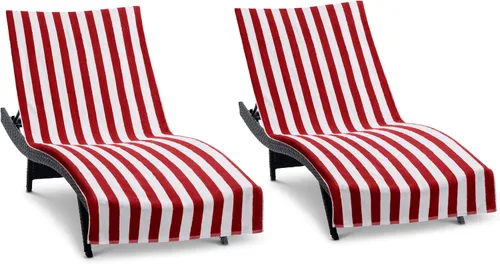 Vista 13 de Arkwright California - Funda para tumbona de playa, paquete de 2 - Toalla de algodón suave y a rayas estilo cabana con bolsillo para silla de playa